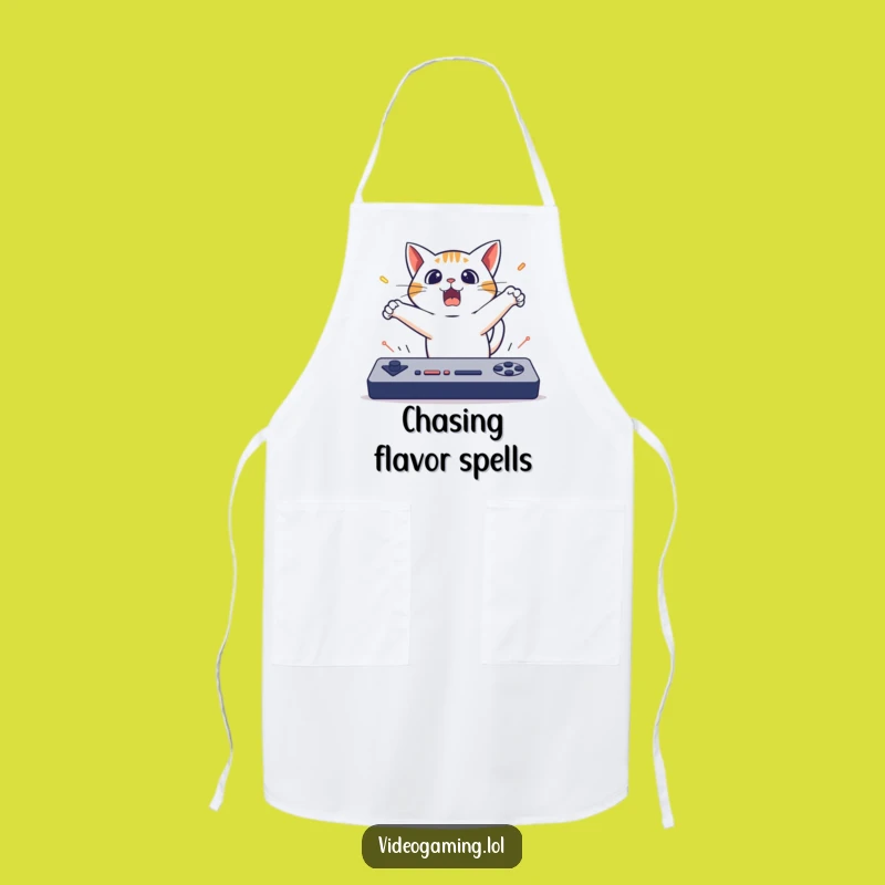 Funny Cat Gaming Apron: Cook with Surprise and Feline Speed