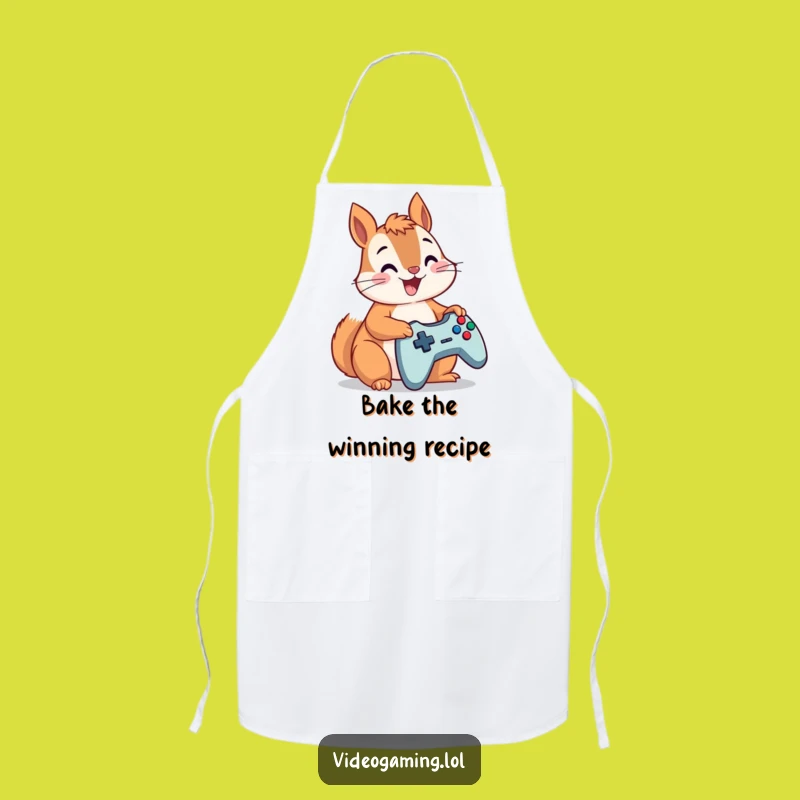 Funny Squirrel Gamer Apron: Hilarious Controller Champ for Kitchen Quests