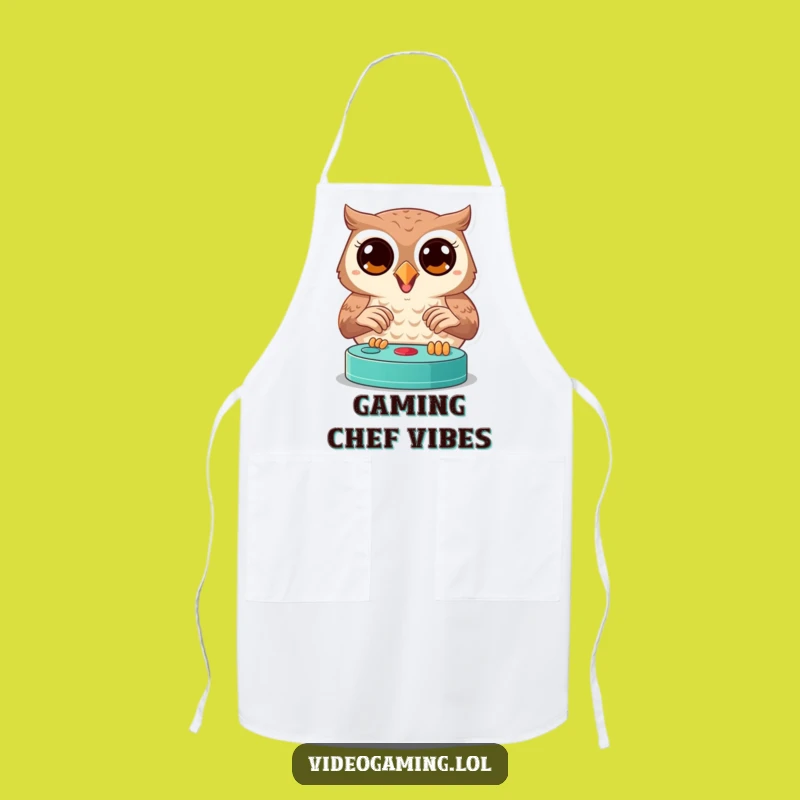 Funny Joyful Owl Apron - Kitchen Gamer Gear Gift