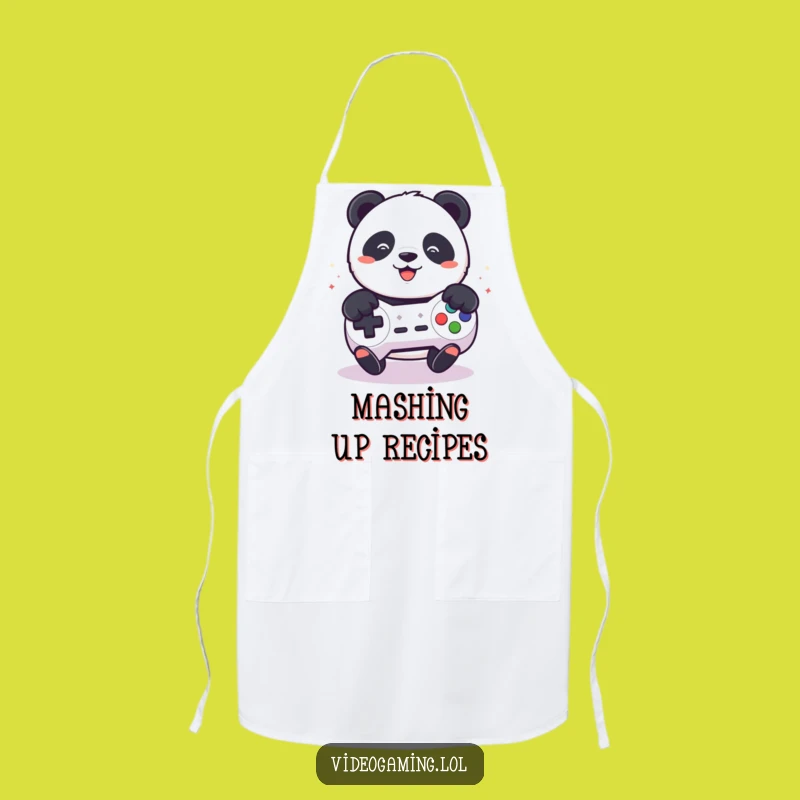 Funny Panda Gamer Apron - Kitchen & Playful Button Masher Gift