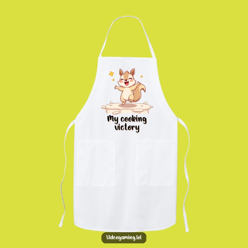 Funny Squirrel Gamer Apron: Cook Up Some Victory!