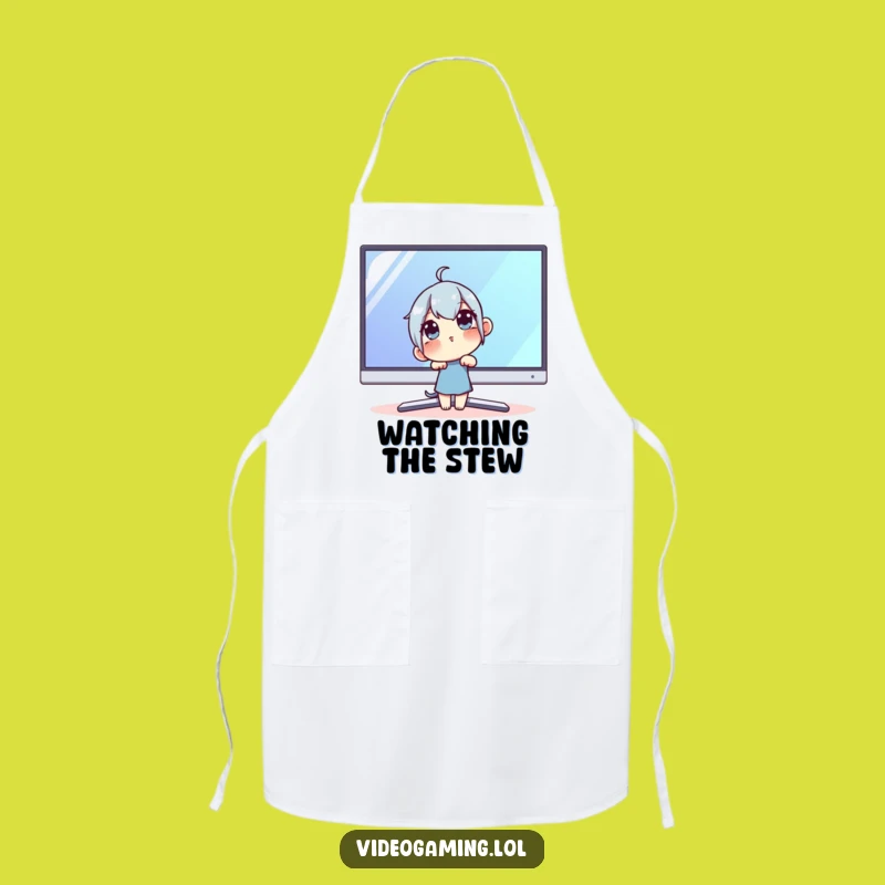 Funny Techie Apron: Cook with Curiosity for Large Monitors!