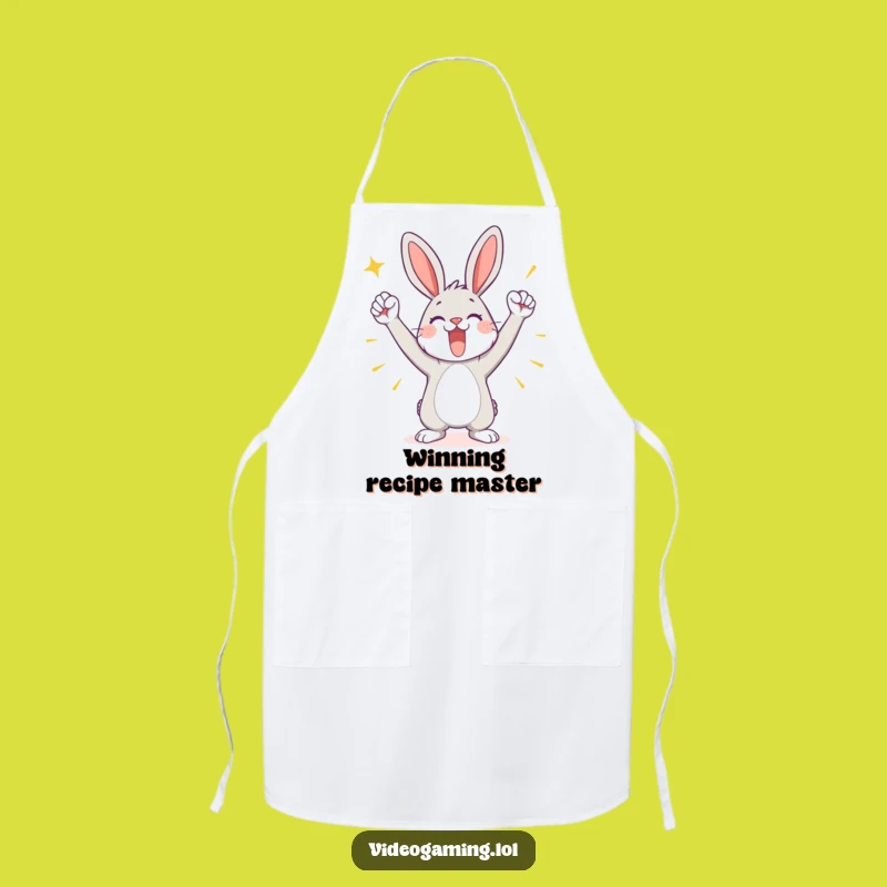 Funny Victory Bunny Apron: Cook Up Wins with Playful Style