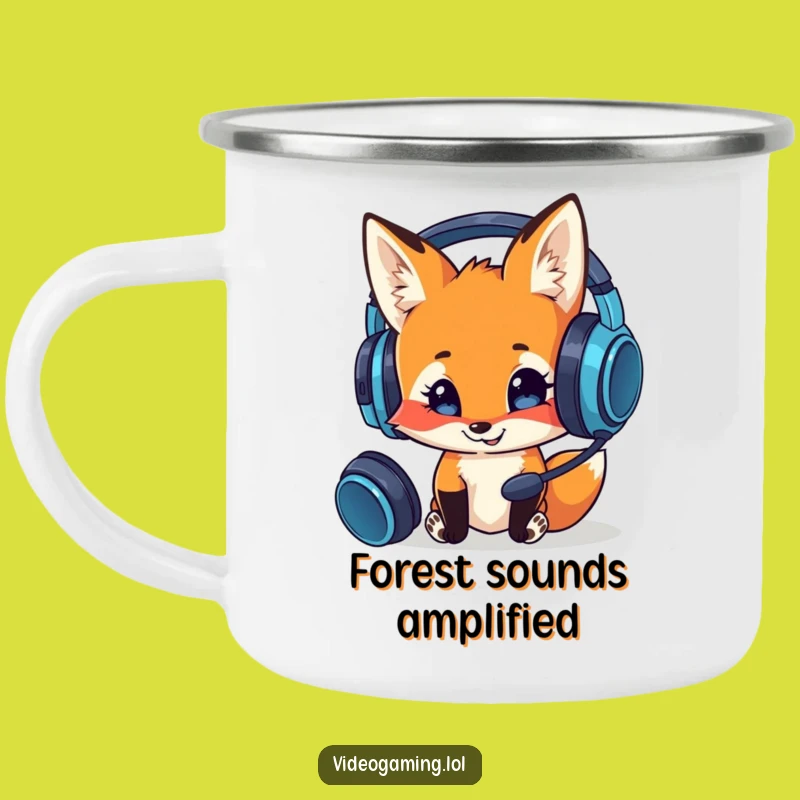 Funny Curious Fox Camping Mug: Rugged Gamer Gear for Headset Fans