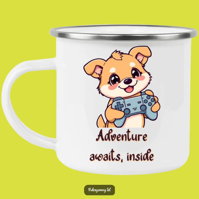 Funny Gamer Dog Camping Mug: Sip Your Coffee with Gaming Enthusiasm