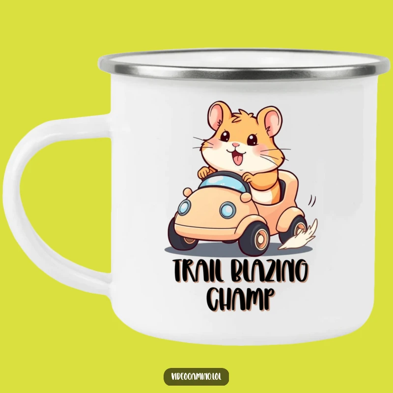 Funny Hamster Racer Camping Mug: Adventure & Determination with a Happy Hamster!