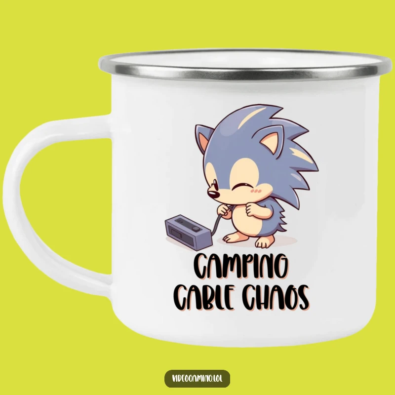Funny Hedgehog Tech Camping Mug: Durable Gadget Cup, Hilarious Gift for Outdoor Techies