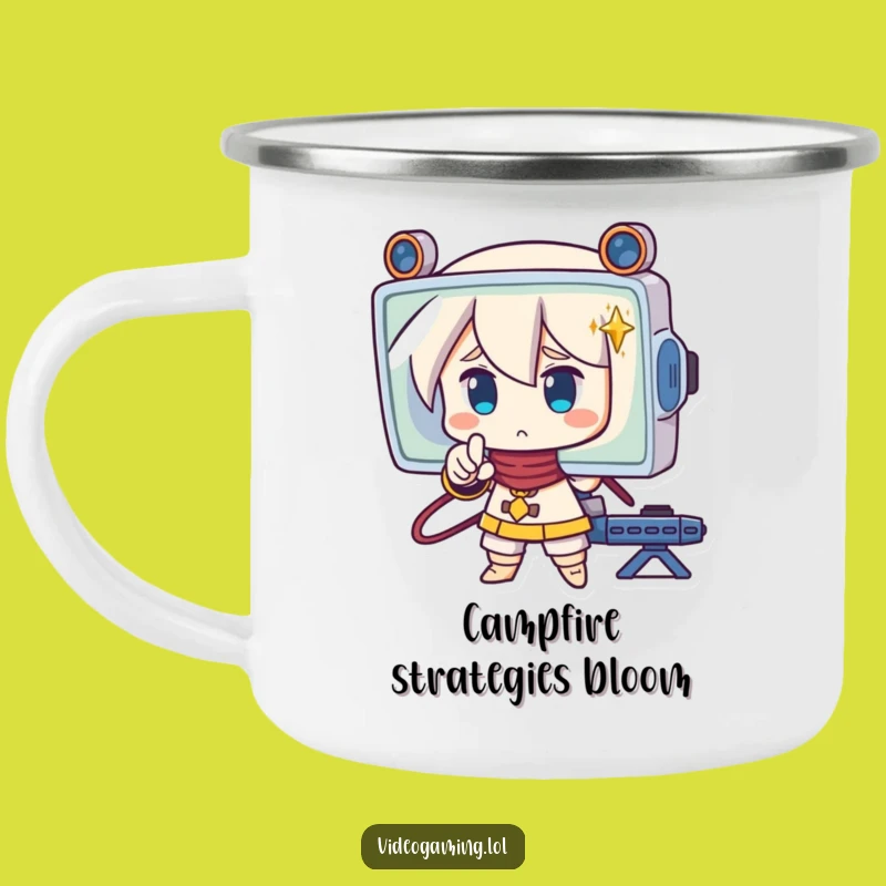 Funny Strategic Character Camping Mug: Focused Outdoors, Hilarious Adventure Gift!