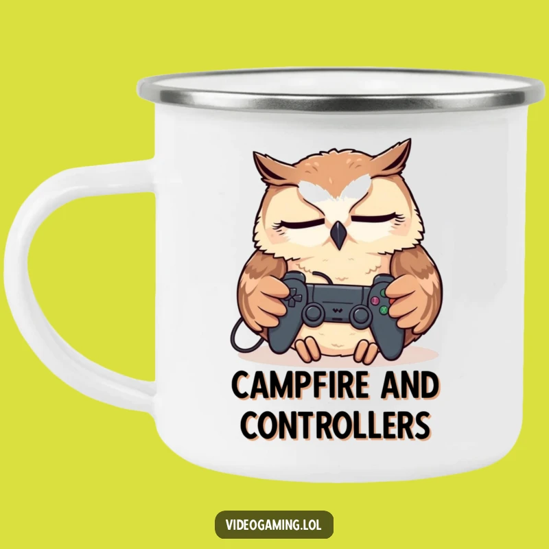 Funny Tired Owl Camping Mug - Durable Gamer Sleep Adventure Gift