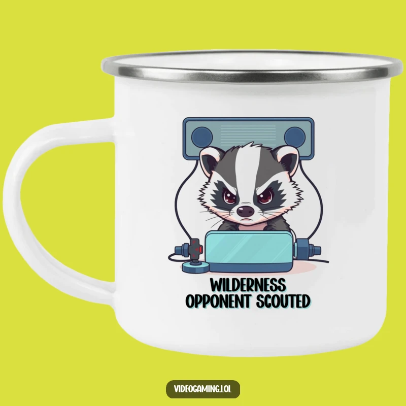 Funny Badger Gamer Camping Mug - Durable Badger Intense Eyes, Outdoor Funny Gift