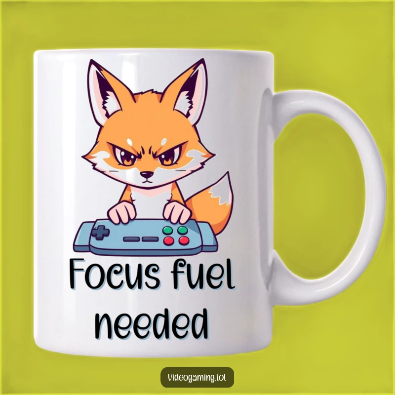 Funny Fox Gamer Mug - Intense Focus for Determined Players