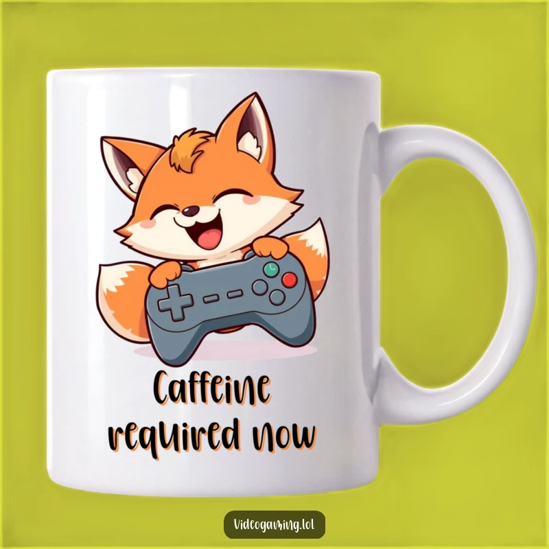 Funny Gamer Fox Mug: Intense Button Mashing Fun for Gaming Enthusiasts