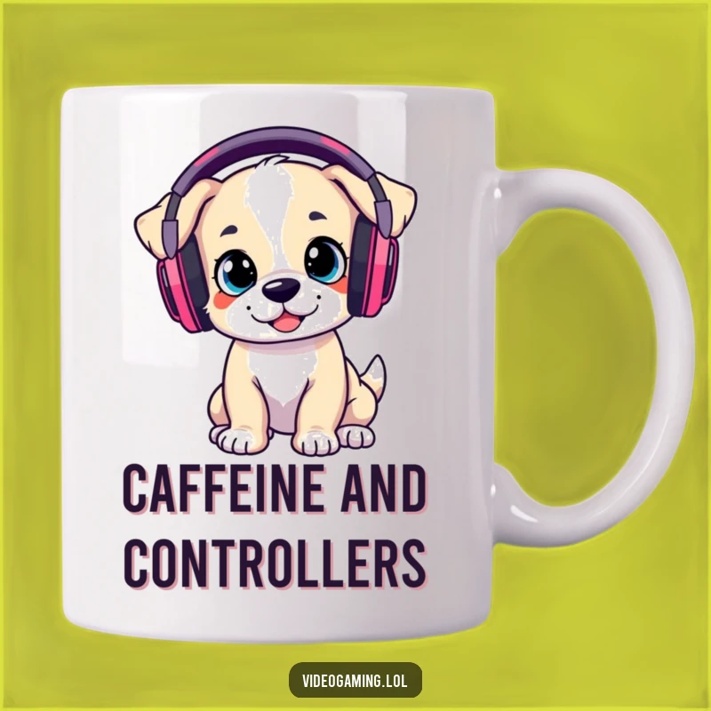 Funny Gaming Puppy Mug: Headphones On, Game On, Perfect Funny Gift!