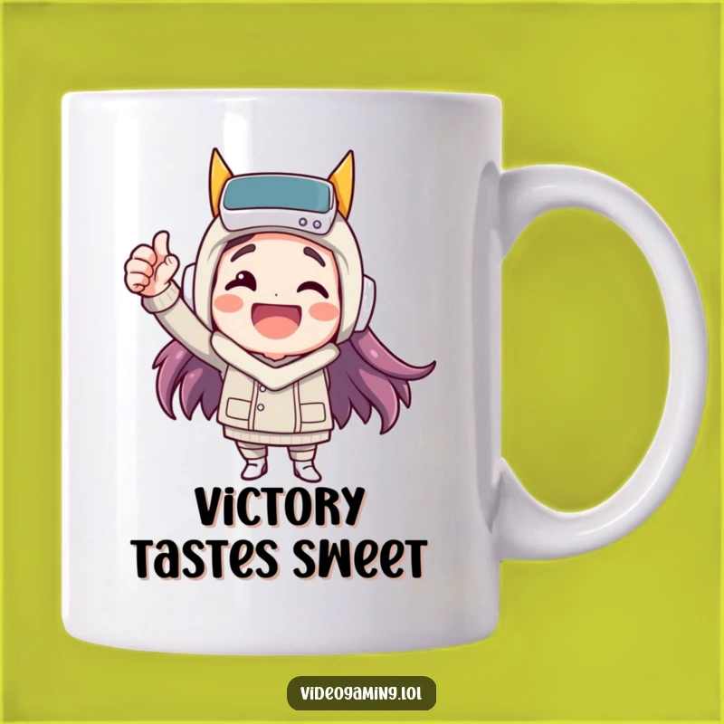 Funny Victory Mug: Happy Character Fist Pump, Perfect Gamer Gift!