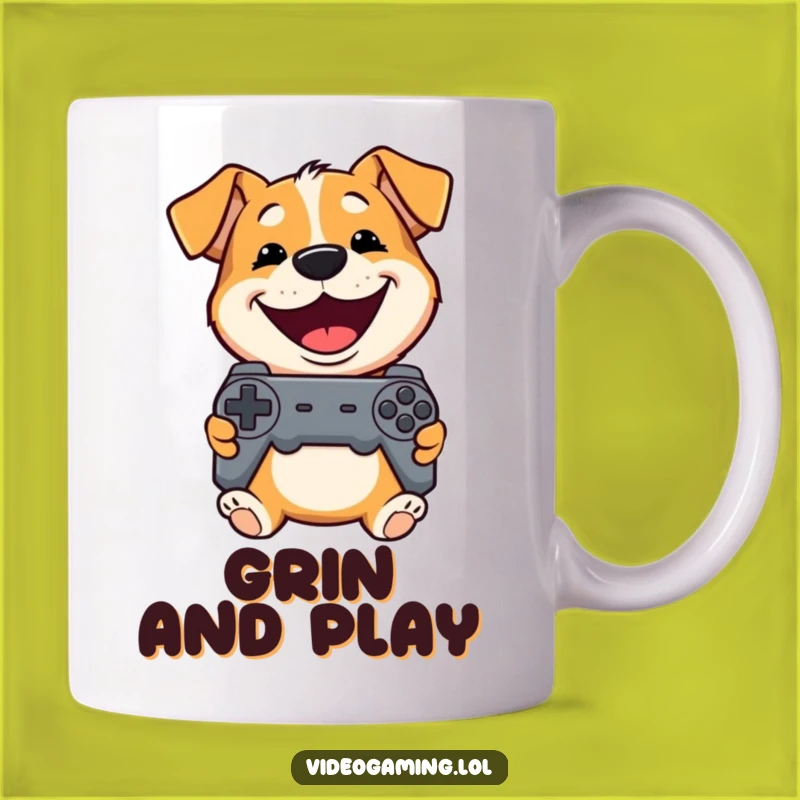 Funny Dog Gaming Mug: Grinning Controller Champ, Perfect Gift