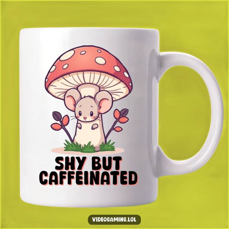 Funny Shy Mouse Mug: Pixelated Mushroom Hideaway Gift