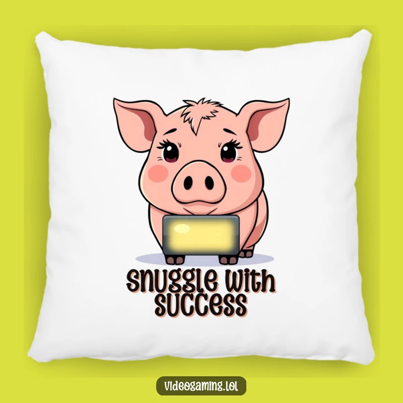 Comfy Funny Determined Pig Pillow - Soft Gamer Screen Focus Gift