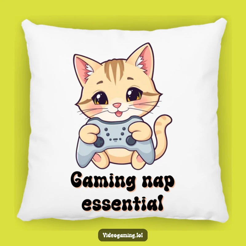 Funny Cat Gamer Pillow: Cuddle Up with Focused Fun