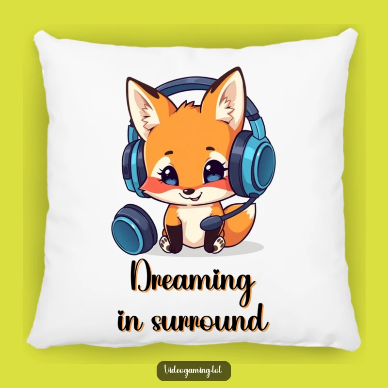 Funny Curious Fox Pillow: Cozy Gamer Decor for Headset Fans