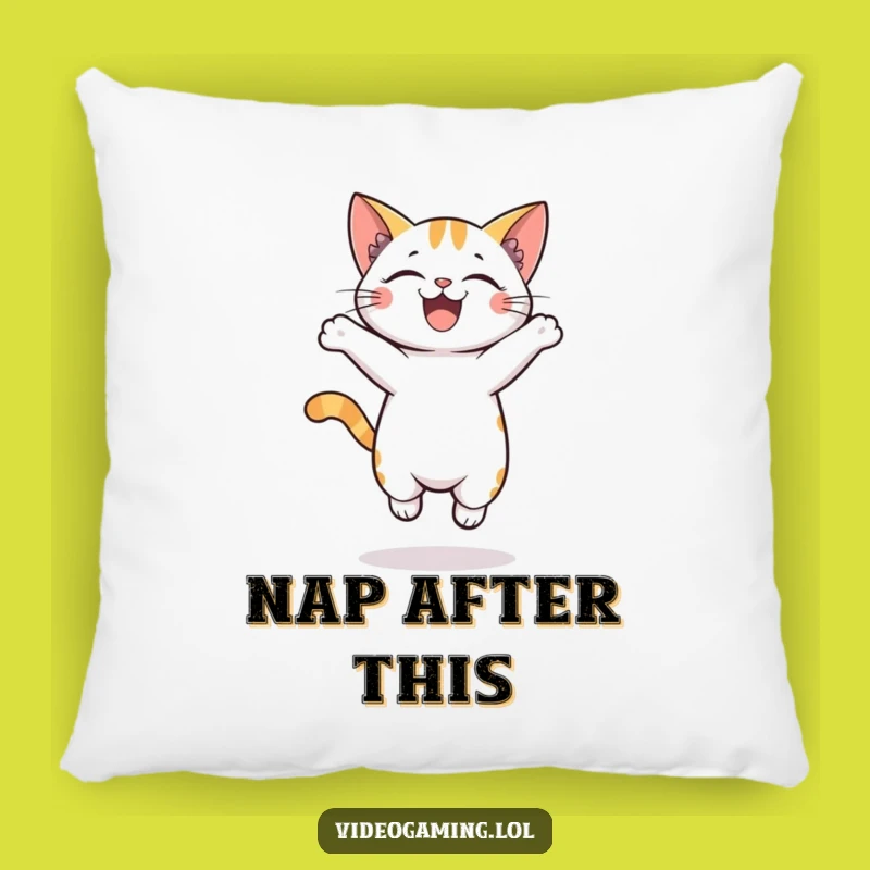 Funny Pillow: Cozy Cat Jumping with Excitement for Ultimate Comfort