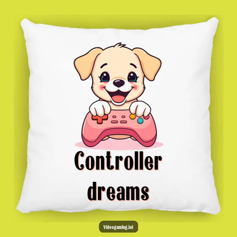 Funny Puppy Gaming Pillow: Cozy Comfort with Controller Mayhem