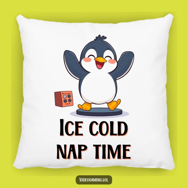 Funny Penguin Gamer Pillow: Cozy Arctic Champ Comfort for Gamers