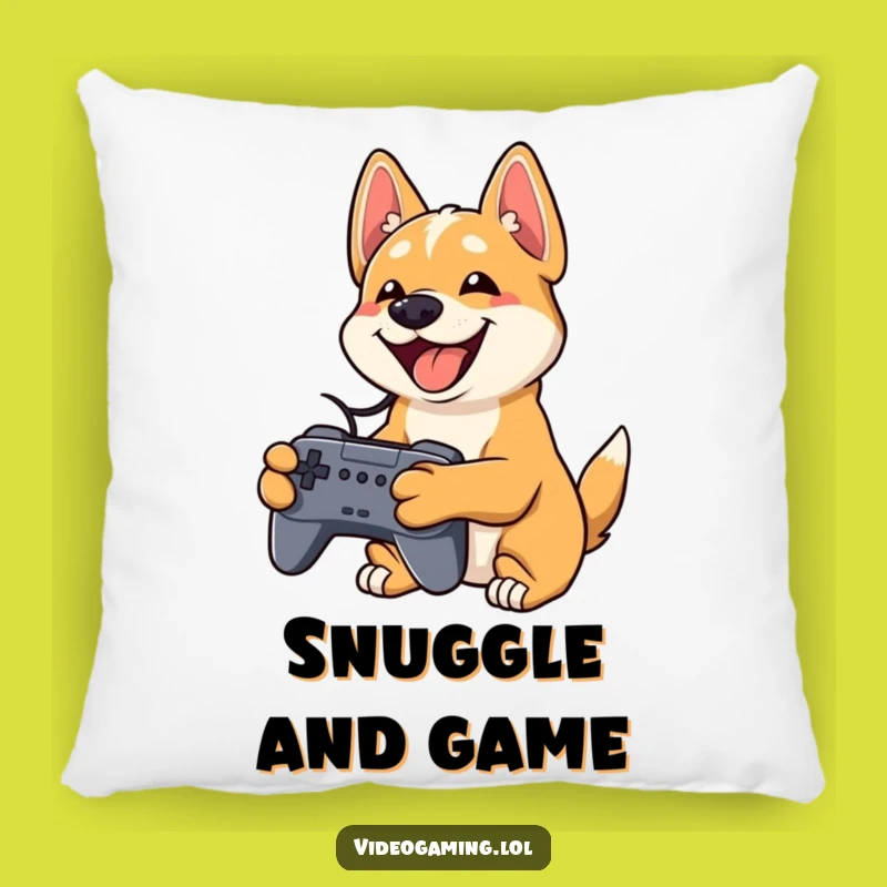 Funny Playful Dog Pillow - Cozy Gamer Decor Gift