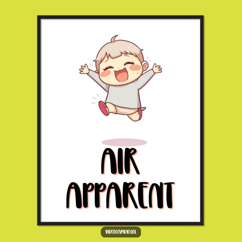 Funny Giggling Jumper Digital Art - Hilarious Printable of Clumsy Character's Leap