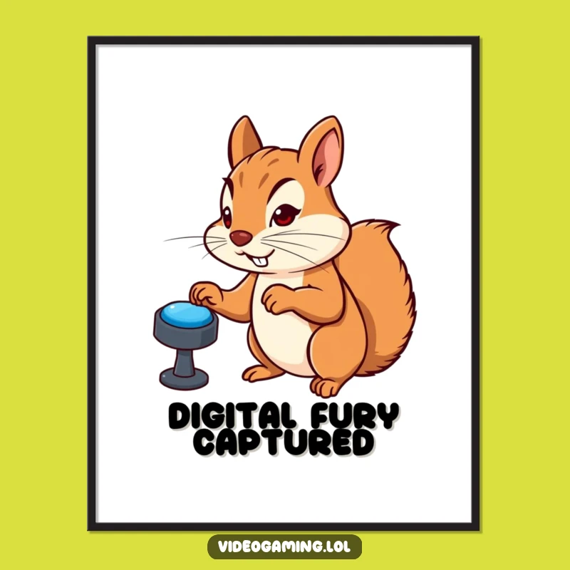 Funny Gamer Squirrel Digital Art: Instant Gaming Decor, Hilarious Gift