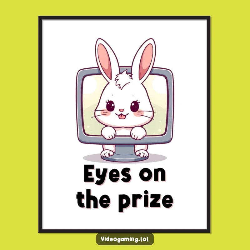 Funny Cheerful Rabbit Digital Print: Hilarious Gamer Art for Screen Lovers
