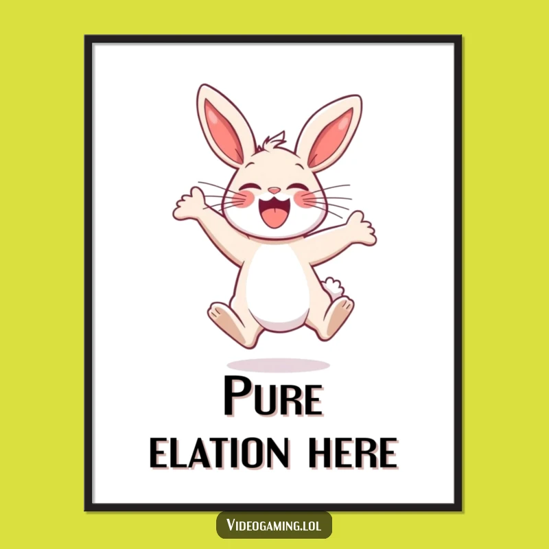 Funny Bunny Excitement Digital Art - Joyful Bunny Art, Instant Funny Gift