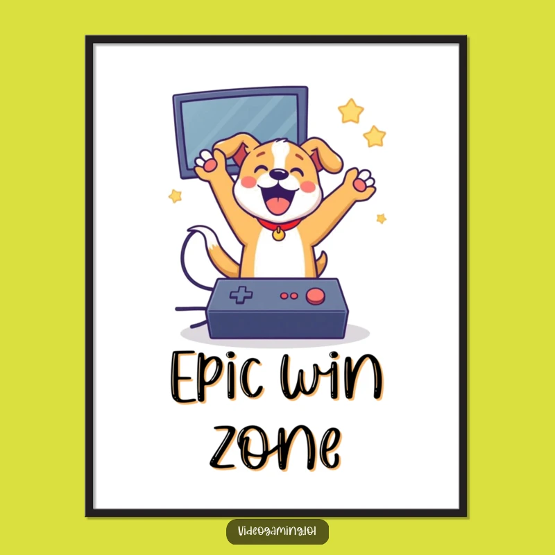 Funny Dog Gamer Digital Print - Celebrate Wins Instantly