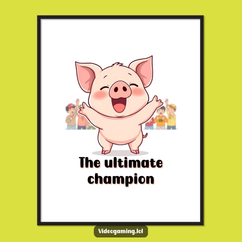 Funny Giggling Piglet Victory Digital Art: Instant Celebration for Your Walls