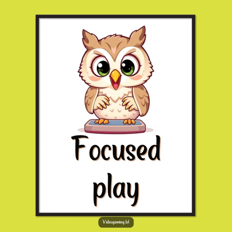 Funny Owl Digital Art: Intense Gaming Decor, Unique Funny Gift