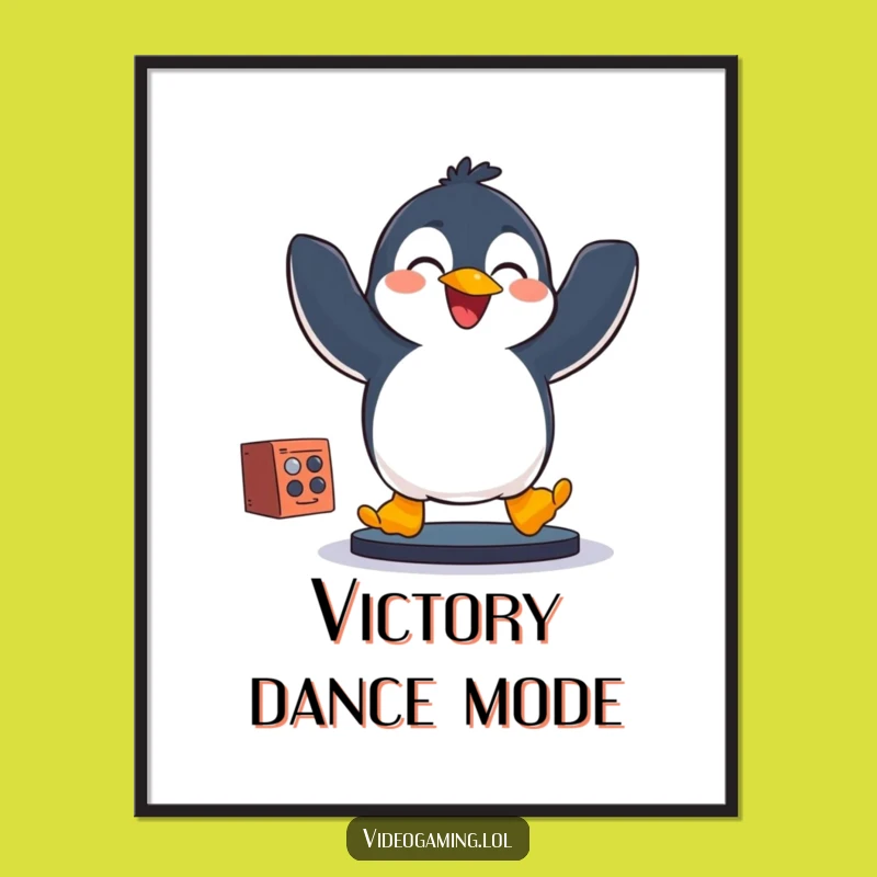 Funny Penguin Gamer Digital Print: Joyful Arctic Art for Instant Smiles