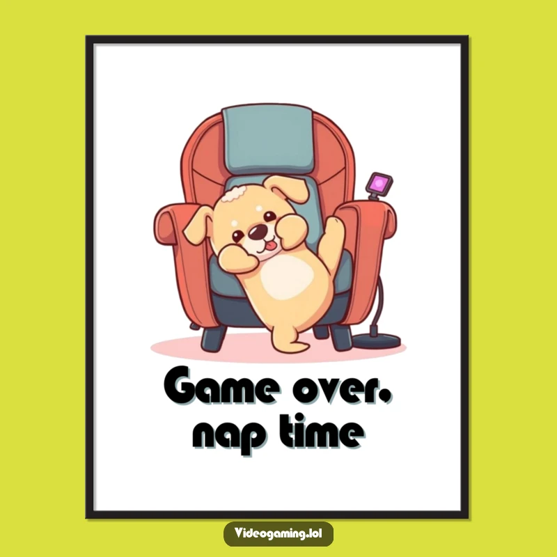 Funny Puppy Gaming Digital Art Print - Hilarious Wall Decor
