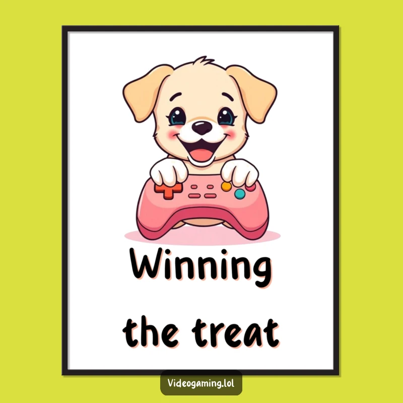 Funny Puppy Gaming Print: Max Button Mash Art for Instant Decor