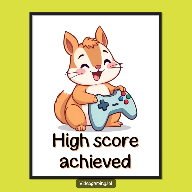 Funny Squirrel Gamer Digital Print: Hilarious Rodent Art for Instant Fun