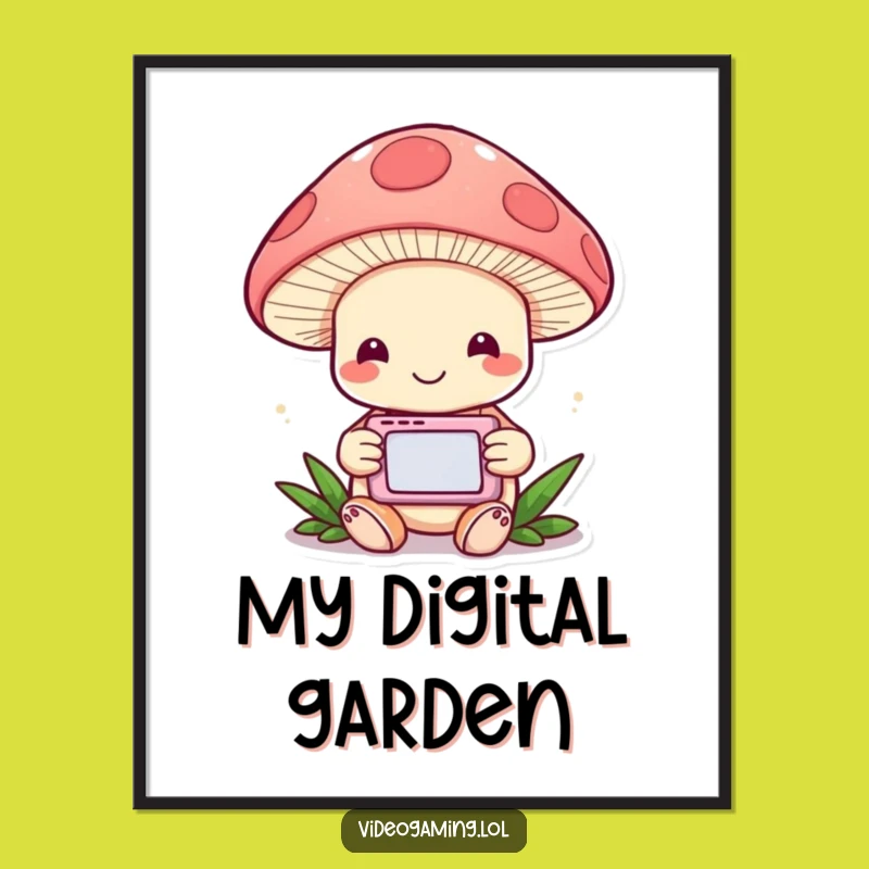Funny Mushroom Gamer Digital Art: Instant Whimsical Download