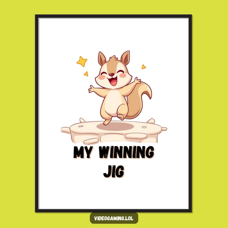 Funny Squirrel Victory Digital Print: Instant Joyful Gamer Art!
