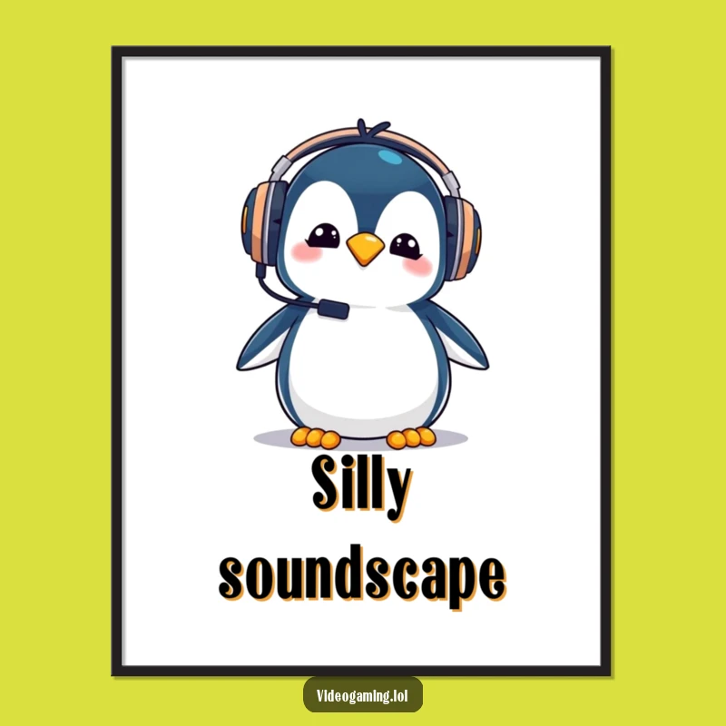 Funny Penguin Gamer Digital Print - Instant Goofy Charm