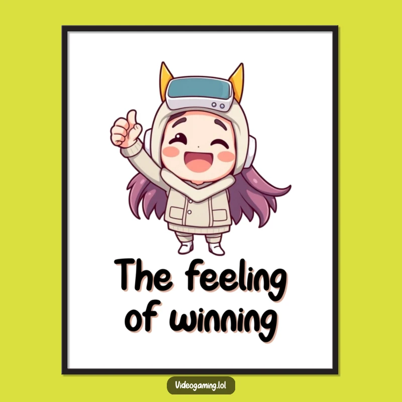 Funny Victory Art Print: Happy Fist Pump Decor, Unique Gift!