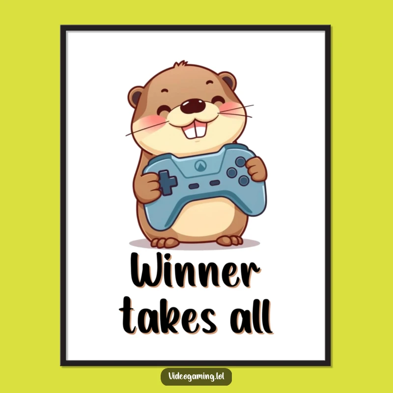 Funny Otter Gamer Digital Art - Wall Art Otter Holding Controller, Instant Funny Gift