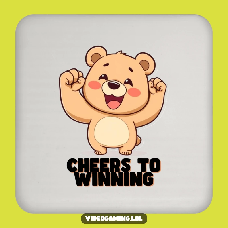Funny Victory Bear Coaster - Protect Surfaces & Happy Gift