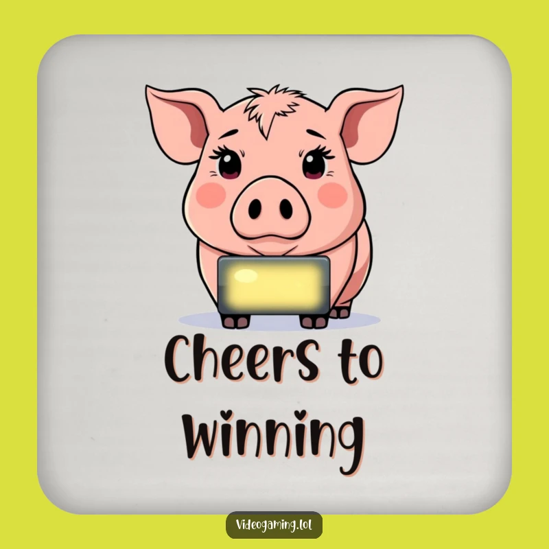 Funny Determined Pig Coaster - Protects Surfaces Gamer Focus Gift