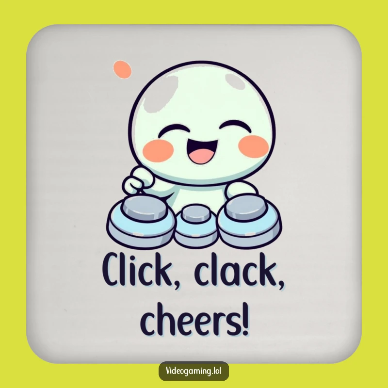 Funny Laughing Gamer Drink Coaster - Giggling Button Protector