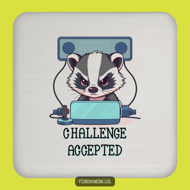 Funny Badger Gamer Coaster - Protective Badger Intense Eyes, Chic Funny Gift