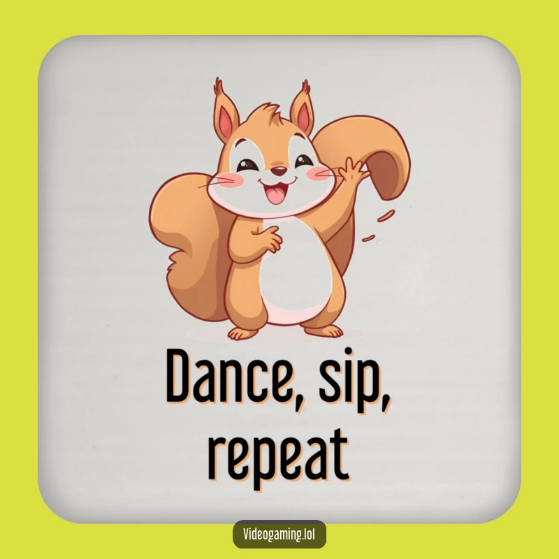 Funny Dancing Squirrel Victory Drink Coaster: Add Celebratory Fun