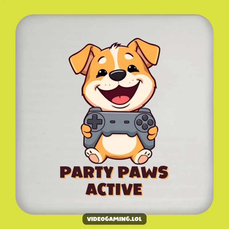 Funny Dog Coaster: Protect Surfaces with Gaming Paws, Funny Gift