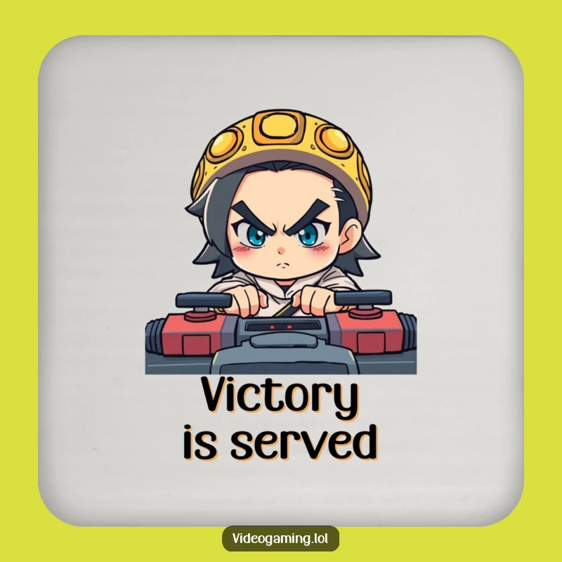 Funny Gamer Coasters - Protect Surfaces with Determined Character Fast Game Art